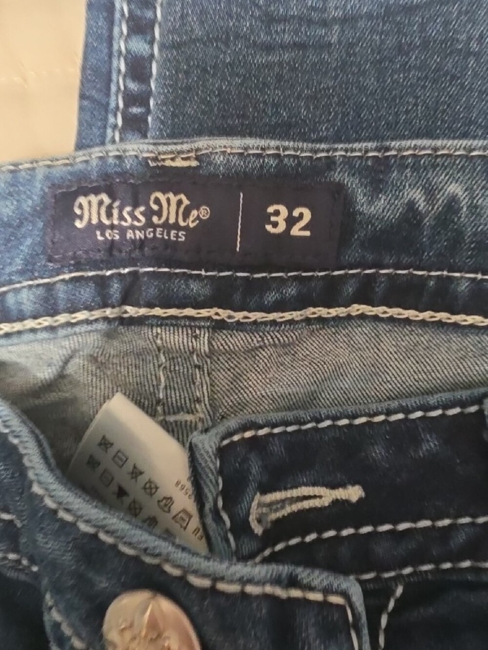 Miss Me Dark Blue Bootcut Jeans with Embellished Back Pockets - Picture 2 of 5